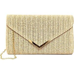 Women Yellow Straw Elegant Clutch Woven Beach Handbags
